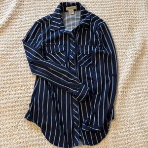 Passport Navy and White Striped Button Down Shirt